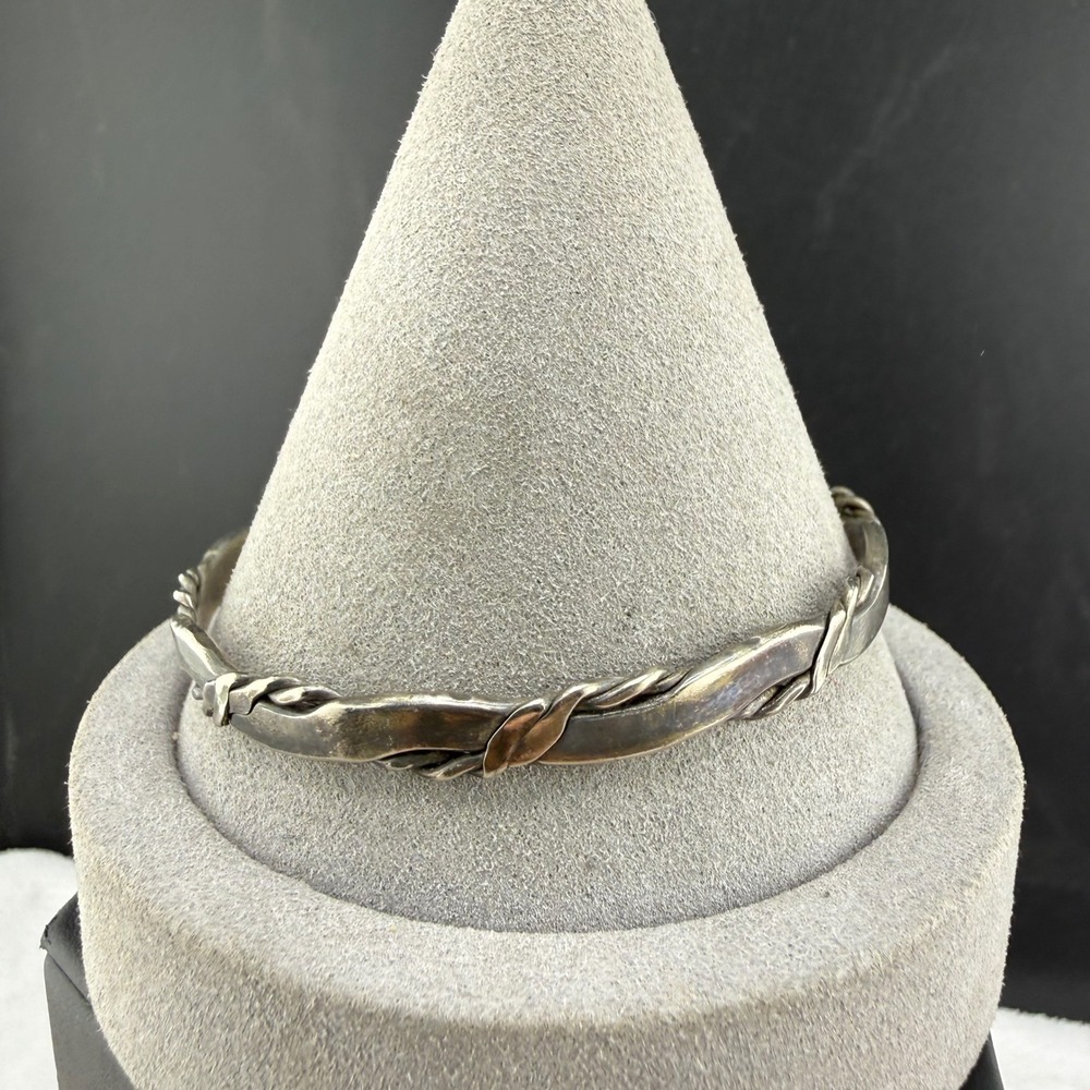 Vintage Bangle Bracelet Silver Twisted Rope Bohemian Stackable 8.5 READ